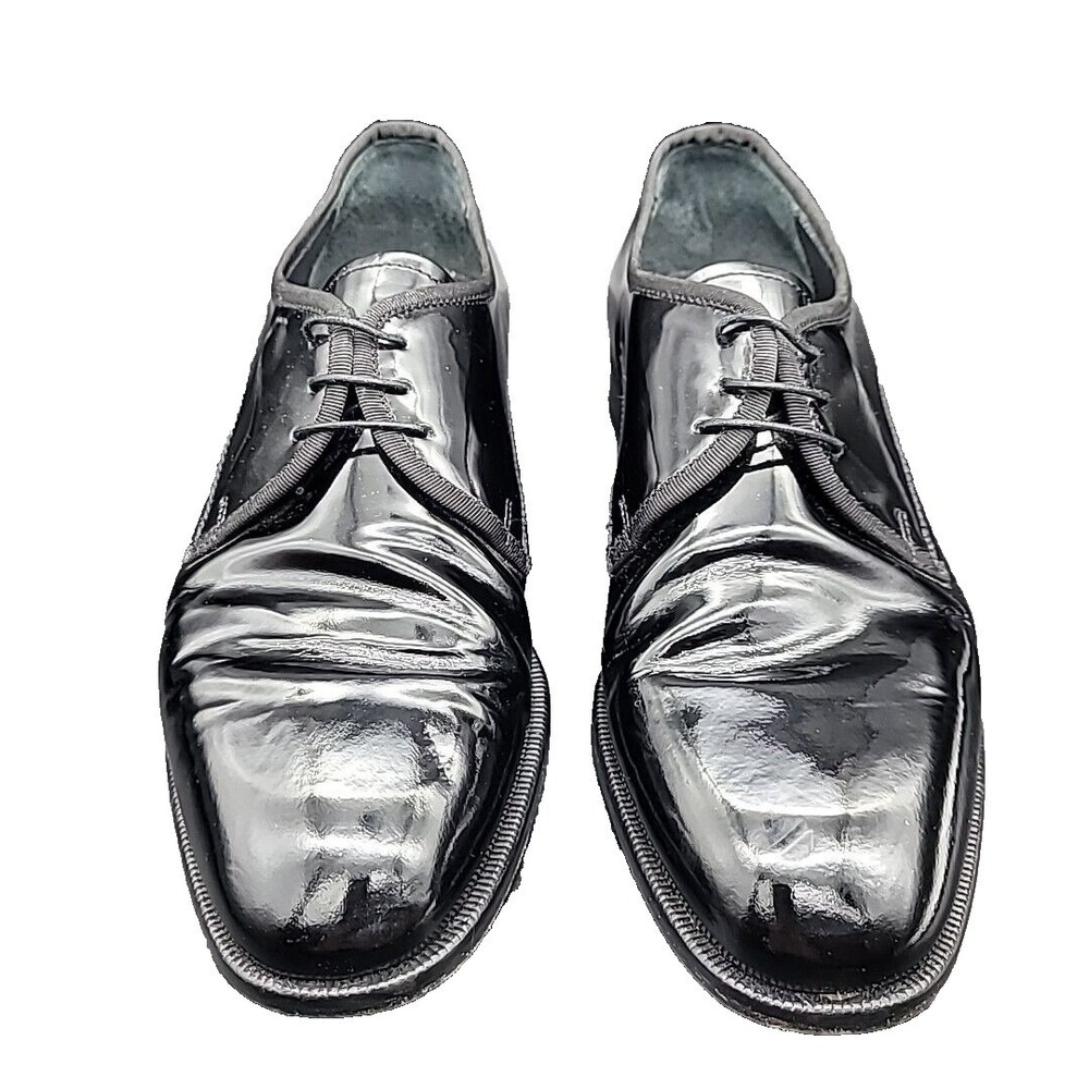 Pronto Uomo Black Patent Mens 9 Dress Shoes All Leather Formal Tuxedo - Picture 11 of 16
